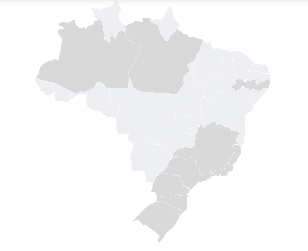 Mapa do Brasil com atuação nacional da VIX Transportes